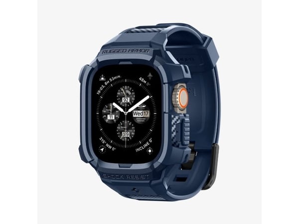 Spigen Rugged Armor Pro – handledsväska för smartwatch – robust – termoplastisk polyuretan (TPU) – marinblå – för Apple Watch Ultra (49 mm), Ultra ...