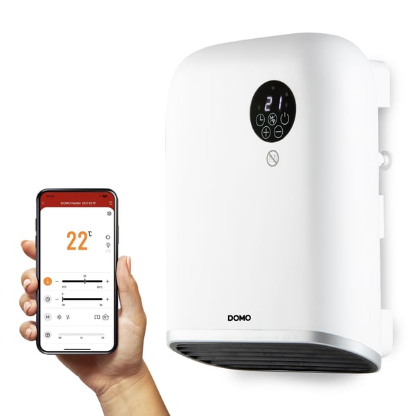 Domo DO7357F, Elektrisk värmefläkt, 1,4 m, IP24, inomhus, Vägg, Vit