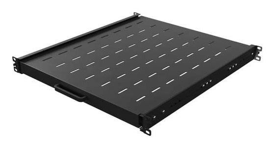 UTTREKKBAR HYLLE FOR 19" RACK 500 MM SVART LANBERG (1U/445X500 MM LASTEKAPASITET OPP TIL 35 KG, 4-PUNKTSMONTERING
