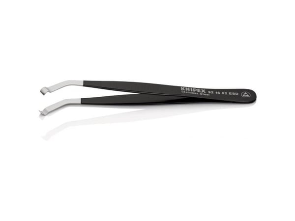 Knipex 92 16 02 ESD, rustfritt stål, svart, flat, buet, 15 g, 10 mm