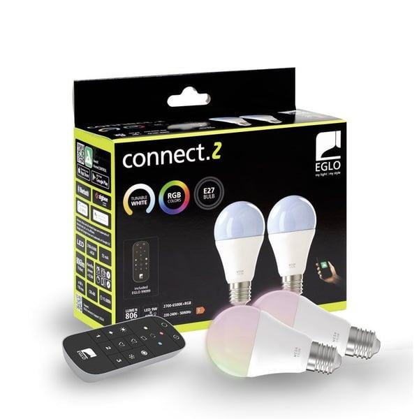 EGLO CONNECT-Z E27 smartpærer – 2-pakning med fjernkontroll - 1300 lm