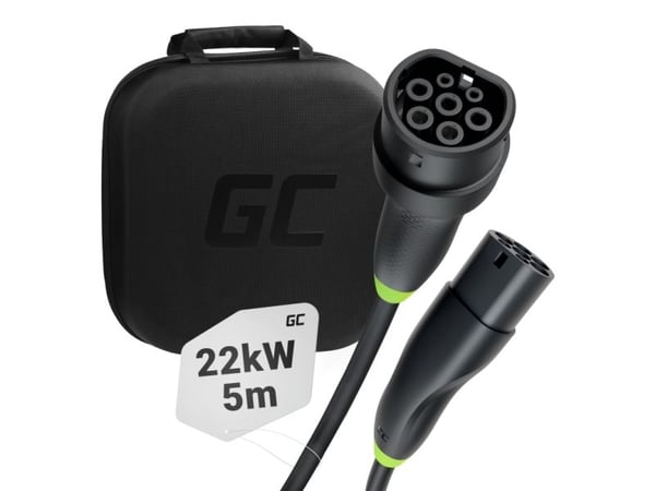 Green Cell EV-ladekabel type 2 plugg - 3-faset, 32A - Opptil 22 kW - 5 meter