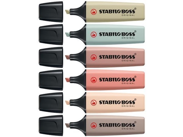 STABILO BOSS NatureColors, 6 kpl, musta, Pronssi, Ruskea, Vihreä, Harmaa, Vaaleanvihreä, 18 vuosi/vuosia, Taltan pää, Monivärinen, Muovi