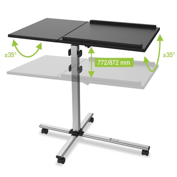 Techly ICA-TB TPM-2, PC-stativ, Sort, Sølv, MDF, Aluminium, 10 kg, 772 - 872 mm, -35 - 35°