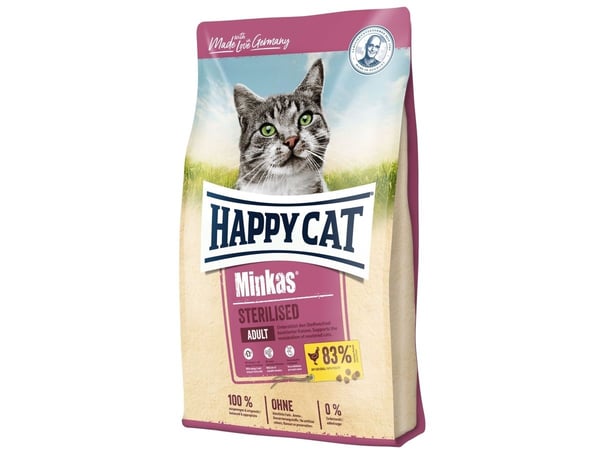 Happy Cat Minkas Sterilised tørrfôr til katt, kylling, 10 kg