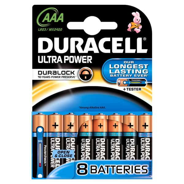 Duracell 8x LR03 AAA, Kertakäyttöinen akku, AAA, Alkali, 1,5 V, 8 kpl, Lieriömäinen