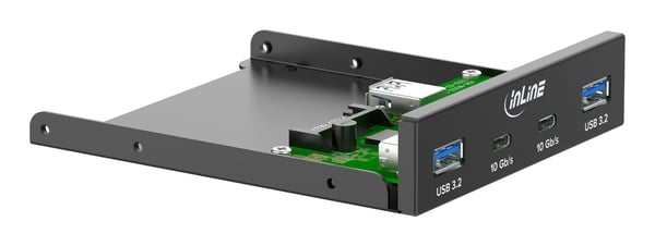 InLine 33456C, 8,89 cm (3.5"), I / O-portarspanel, Svart, Metall, 10 Gbit/s, VL822