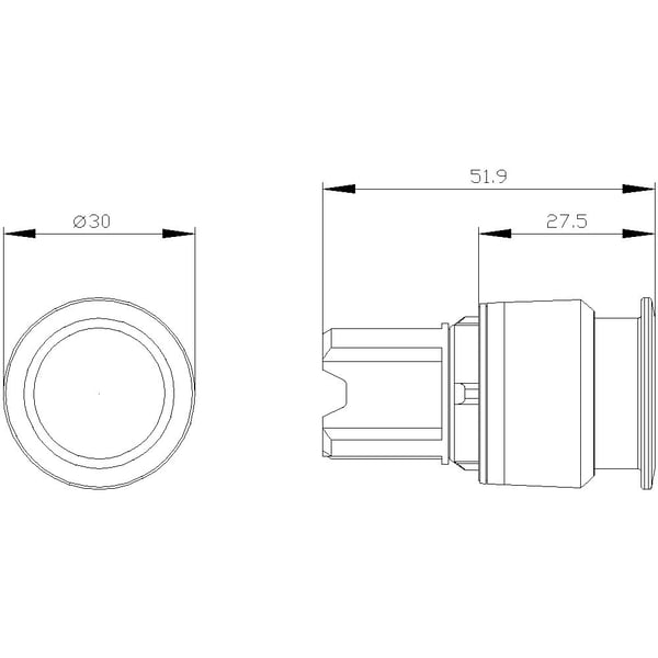 Siemens 3SU10501AA200AA0 3SU1050-1AA20-0AA0 Painike (Ø x K) 30 mm x 30 mm IP66, IP67, IP69/IP69K 1 kpl