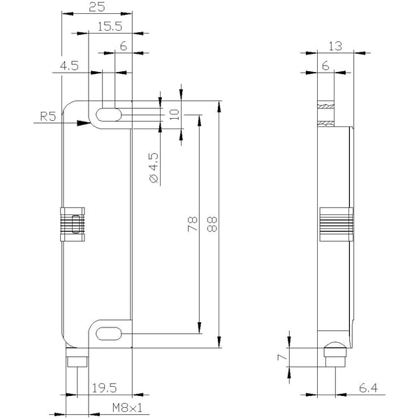Kontaktilohko mag 25x88mm ovi sik.kon 2NC