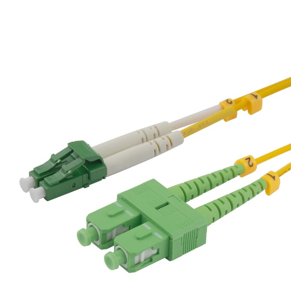 OS2 Fiberkabel, LC - SC, duplex, APC/APC, 3,0 m