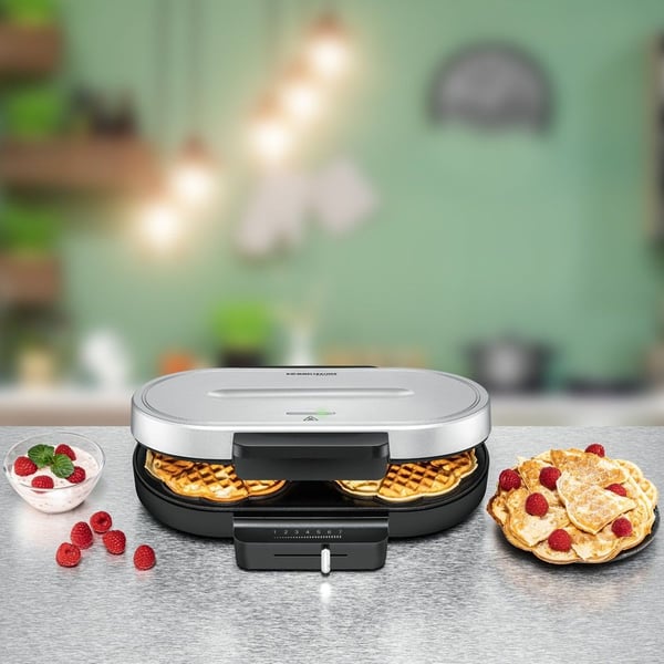 Rommelsbacher WA 1250, 2 vohveli(a), Sydän (muoto), Hopea, 1,6 cm, Muovi, 1250 W