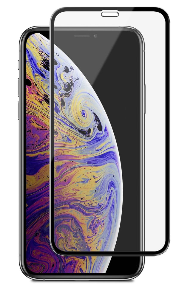 eSTUFF Titan Shield - Skjermbeskyttelse for mobiltelefon - full deksel - glass - rammefarge svart