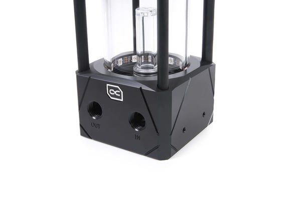 Alphacool Aurora D5, Reservoar, Acetal, Aluminium, Glass, Sort, Gjennomsiktig, 77 mm, 77 mm, 242 mm