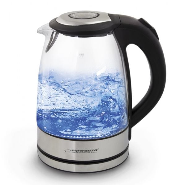 Esperanza EKK012, 1,7 L, 2200 W, Musta, Harmaa, Läpinäkyvä, Muovi, Lasi