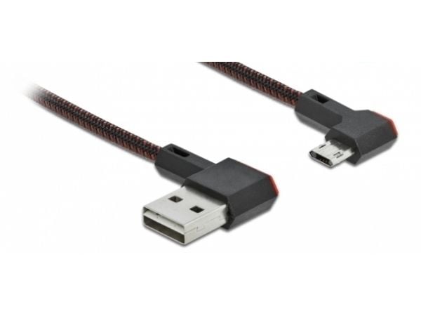 Delock Easy - USB-kabel - USB (hann) venstre/høyre-vinklet, reversibel til Micro-USB type B (hann) venstre/høyre-vinklet, reversibel - USB 2.0 - 1 ...