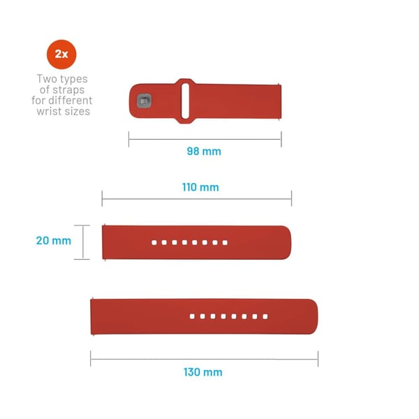 FIXED - Klokkestropp for smart armbåndsur - silicone, quick release, 20 mm - 160-235 mm - rød