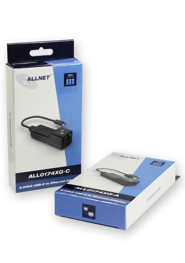 ALLNET ALL0174XG-A, USB Type-C, RJ-45, Svart