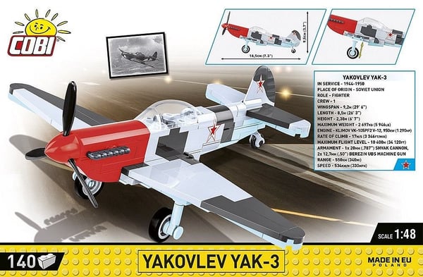 COBI Yakovlev Yak-3, Byggeklosser, 7 år, 140 stykker