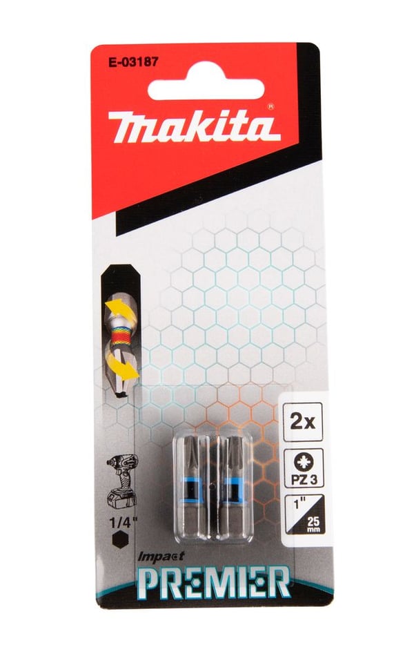 Makita Impact Premier - Spiss for skrutrekker - 2 deler - pozidriv - PZ3 - heksagonal - lengde: 25 mm