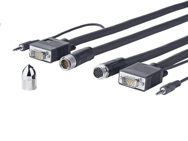 VivoLink Pro Cross Wall - VGA / lyd-kabel - HD-15 (VGA), minijakk (hann) til HD-15 (VGA), minijakk (hann) - 10 m - tommelskruer
