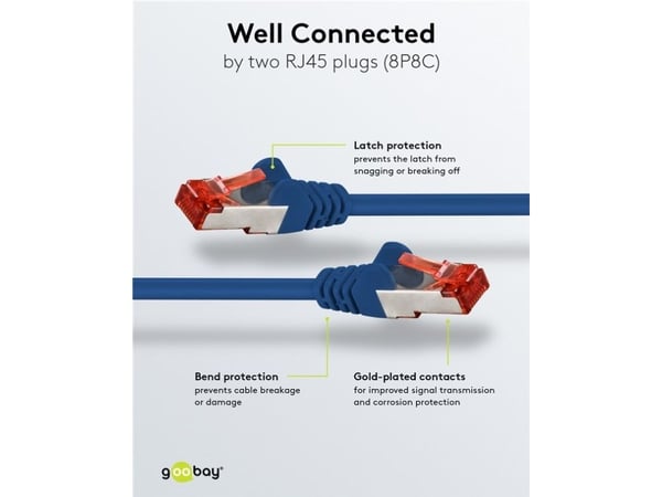 Goobay 66629, 2 m, Cat6, S/FTP (S-STP), RJ-45, RJ-45, Blå, Röd