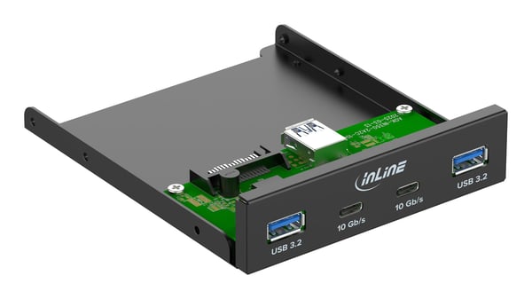 InLine 33456C, 8,89 cm (3.5"), I / O-portarspanel, Svart, Metall, 10 Gbit/s, VL822