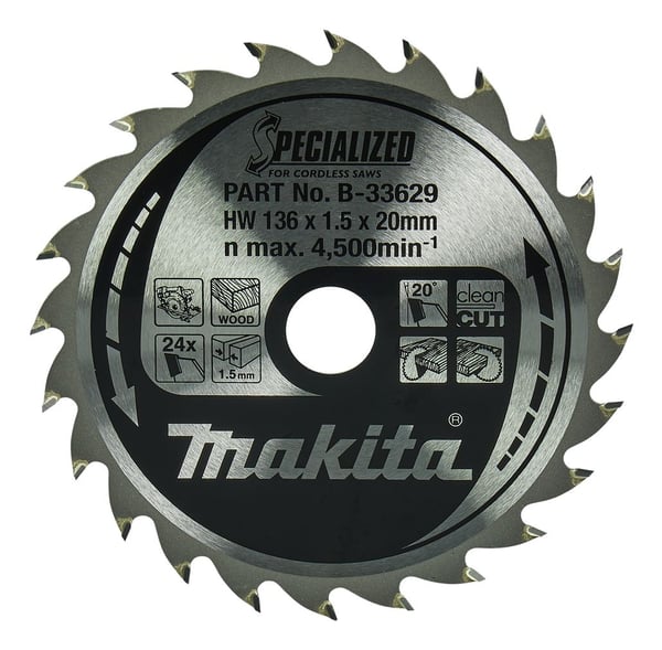 Makita Specialized - Sirkelformet sagblad - for tre - 136 mm - 24 tenner