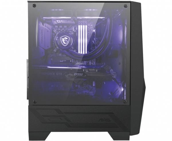 MSI MAG Forge 100M, Midi Tower, PC, Musta, Läpinäkyvä, ATX, Mini-ATX, Mini-ITX, Pelaaminen, Purppura