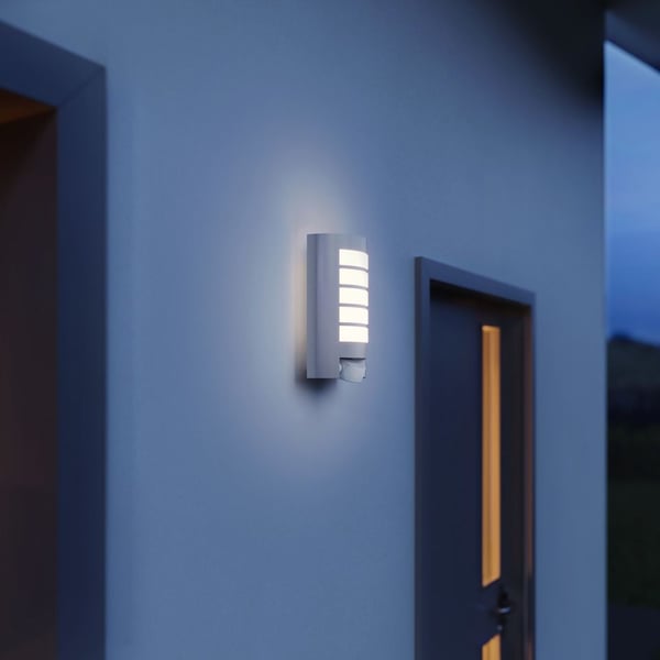 STEINEL L 12, Väggbelysning för utomhusbruk, Silver, Gjuten aluminium, IP44, II, IK03