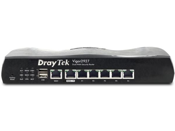 Draytek Vigor 2927 - Ruter 6-porters svitsj - 1GbE - WAN-porter: 2 - rackmonterbar