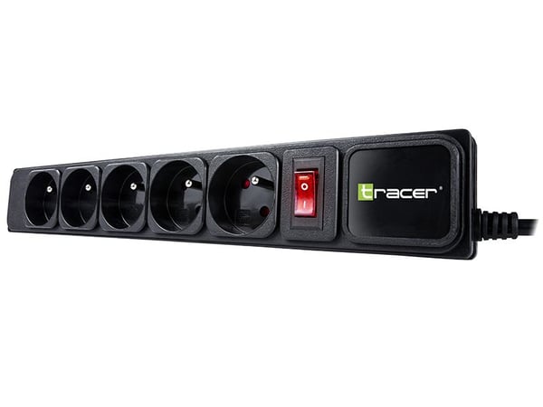 Tracer Surge protector PowerGear 5 m Black (5 outlets), 5 m, Sisätila, Tyyppi E, Tyyppi E, Suora, IP20