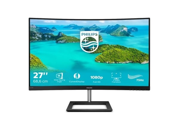 Philips E-line 272E1CA - LED-skärm - böjd - 27" - 1920 x 1080 Full HD (1080p) @ 75 Hz - VA - 250 cd/m² - 3000:1 - 4 ms - HDMI, VGA, DisplayPort - h...