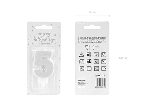 PartyDeco SCU3-5-018B, Ljus, Vit, Silver, 1 styck