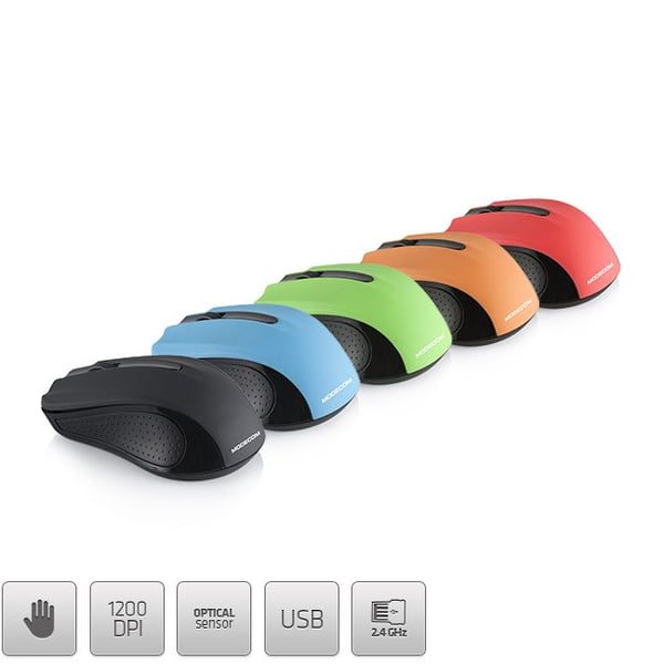 ModeCom MC-WM9 - Mus - optisk - trådlös - 2.4 GHz - trådlös USB-mottagare - svart, grön