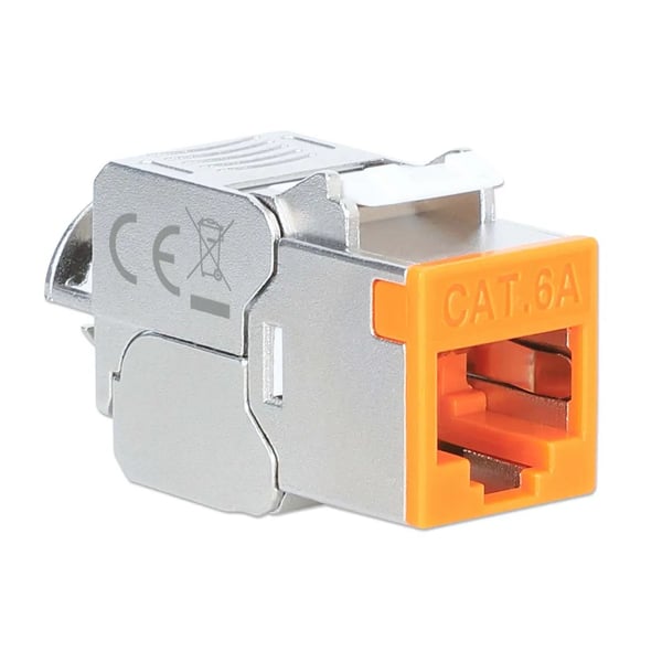 Intellinet Network Solutions INTELLINET Cat6a 10G Slimline Keystone -moduuli STP työkaluvapaa lukitusklipsillä massiivijohdolle kullatut koskettime...