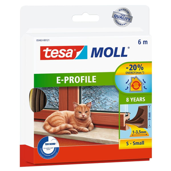 TESA tesamoll, Ovi/ikkuna, Tætningsgummi, Brun, Gummi, Gummi, Flad, Termisk isolering