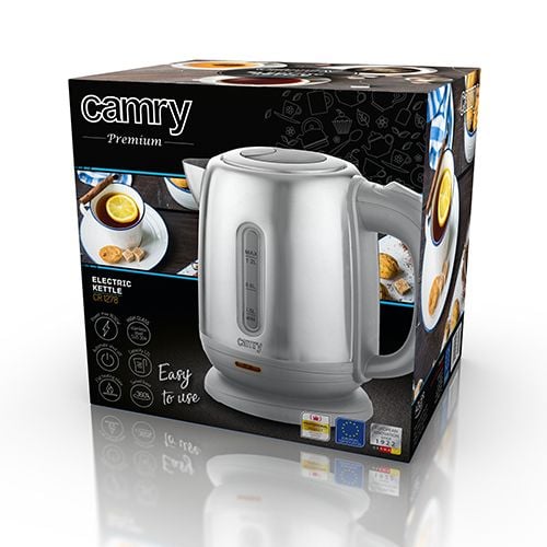 Camry Premium CR 1278, 1,2 l, 1630 W, Grå, Rustfritt stål, Plast, Rustfritt stål, Vannivåindikator, Trådløs