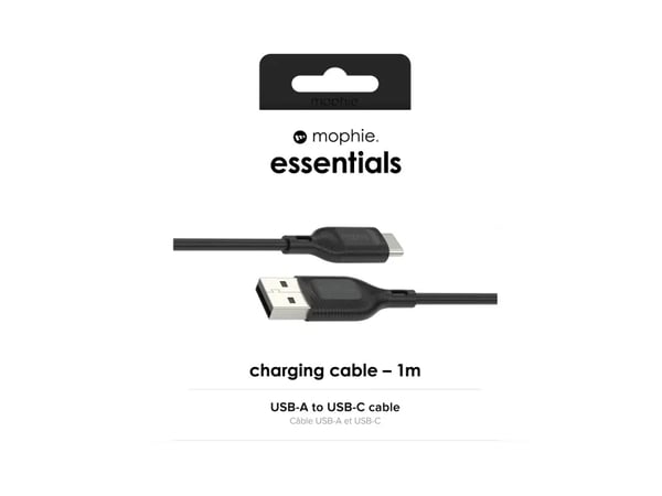 mophie essentials charging cables | 1M, 1 m, USB A, USB C, USB 2.0, Svart