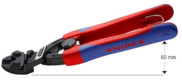 Knipex 71 22 200 T, Boltkutter, Blå, Rød, HRC 64, Sort, Blå, Rød, 55 mm, 23 mm