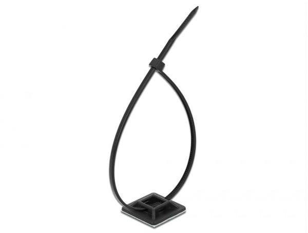 Delock-kiinnitysalusta 20 x 20 mm kaapelisiteellä L 200 x L 2,5 mm musta