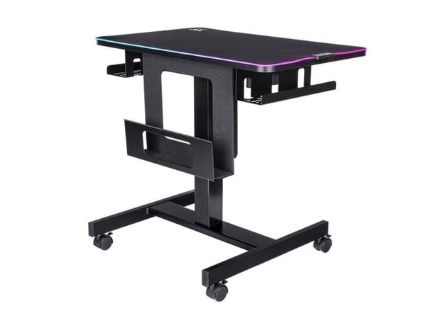 Thermaltake CYCLEDESK 100 RGB - Skrivbord för sittande/stående - mobil - rektangulär - elektrisk höjdjustering - svart - svart bas