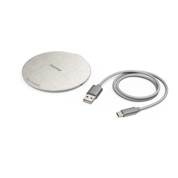 Hama QI-FC10 Metal, inomhus, USB, Trådlös laddning, 1 m, Gräddfärgad, Grå