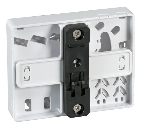 FTTH innendørs DIN-skinneboks for 4 fibre, 4 koblinger og holder for overflødig fiber (FTTH-BOX-IN-5)