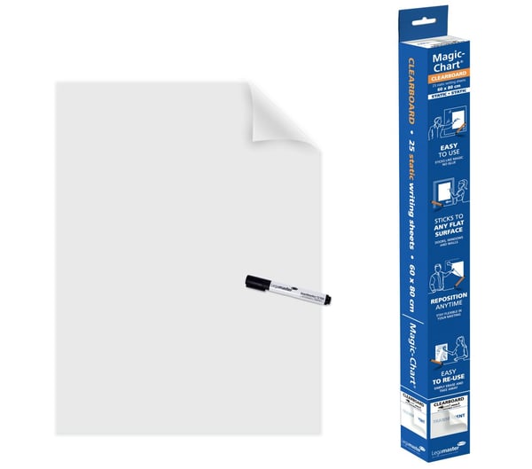 Legamaster Magic-Chart Clearboard, Gjennomsiktig, Polypropylen (PP), 600 mm, 800 mm, 588 g, 62 mm