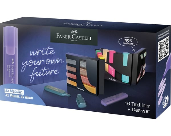 Faber-Castell - Markeringspenn - permanent - assorterte farger - vannbasert blekk - 1-5 mm (en pakke 16)