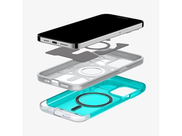 Spigen Classic C1 MagFit, Mobilskal, Apple, iPhone 15 Pro, 15,5 cm (6.1"), Blå