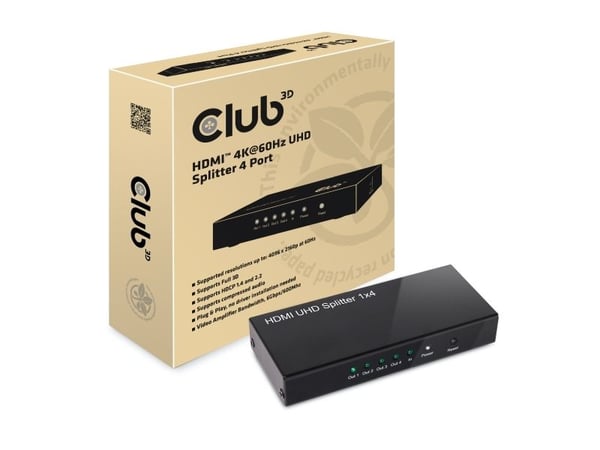 Club 3D SenseVision CSV-1380 - Video/audiosplitter - 4 x HDMI