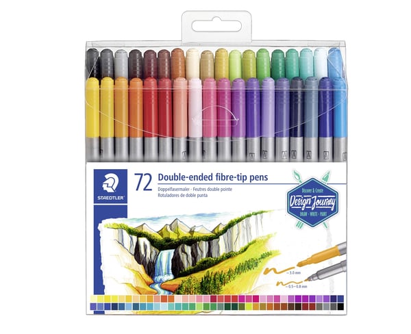 STAEDTLER - Twin-tip-markør - assorterte farger - 0.5-0.8 mm / 3 mm - smal / bred (en pakke 72)