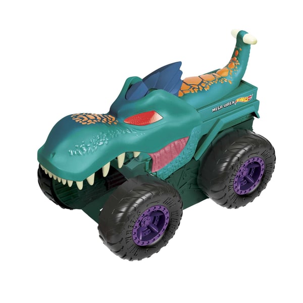 Hot Wheels Monster Trucks Car Chompin’ Mega Wrex-kjøretøy, for barn fra 3 år og oppover, Monstertruck og banesett, 4 år, AA, Plast, Metall, Flerfarget