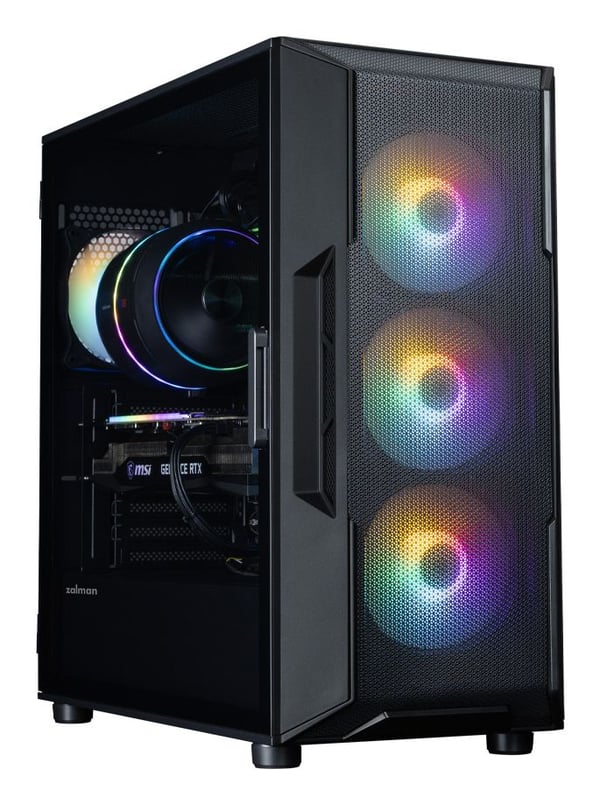 Zalman i3 NEO V2 - Mid tower - ATX - genomskinlig sidopanel (härdat glas) - ingen strömförsörjning (ATX) - svart - USB/ljud